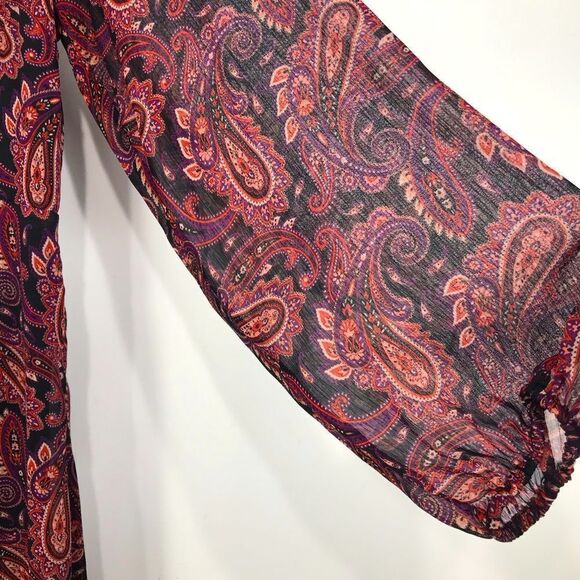 Tommy Hilfiger Black Marron Paisley Print Lightweight Long Sleeve Dress - Picture 13 of 16